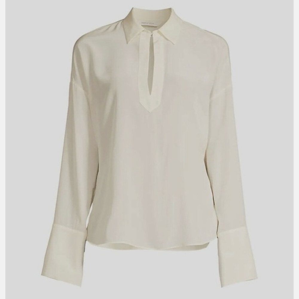 Rebecca Taylor Women's Essential Silk Blouse Top in Snow Size S